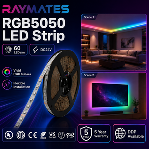 Tiras de luces inteligentes 24V 12V UL 5050SMD 60LEDs 5M RGB Tiras de luces Led flexibles - Product Image 2