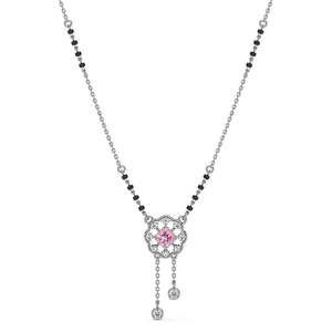 NOVAMART Fine Pure Silver Flower Mangalsutra Necklace with for Zirconia Beads Gold Plated Ethnic Religious Gift Jewelry <b>Wife</b> Who - Product Image 1
