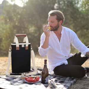 Bolsa Enfriadora de Vino Aislada de Poliéster a Rayas, Fabricada en Fábrica, para 2 Botellas, Ideal para Picnic, Viajes al Aire Libre y Fiestas - Product Image 5