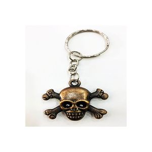 Teschio pirata portachiavi realizzato in materiale metallico, colore rame