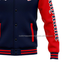 Concept créatif Veste universitaire personnalisée en laine et cuir Marque unique avec broderie sur le devant Col montant Logo Modèle MCACVJ-205 - Product Image 6