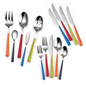 Juego de Cubiertos con Mango Colorido, Cabezas con Acabado de Espejo Plateado, Cubiertos Modernos, Perfectos para Cenar en Casa y Uso Familiar, de la India - Product Image 3