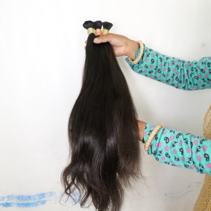 Extensions de cheveux humains non transformés naturels indiens vierges bruts à vague profonde lâche cuticule droite en vrac alignée humaine vierge brésilienne - Product Image 3