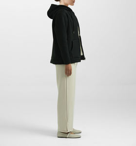 Sweat à capuche noir zippé pour femme, personnalisé OEM, avec doublure polaire, coupe ample, logo imprimé, confortable, tendance streetwear, service OEM - Product Image 4