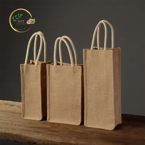 Venta al por mayor de bolsas de vino de yute hechas a mano ecológicas con asas, 4 botellas de capacidad para regalos globales, productos textiles y de cuero - Product Image 2