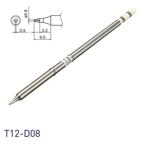 Punta de soldador en forma de cuchillo Hakko T12-D08 0.8D, conector deslizante de 0.8mm x 9.5mm, hecha de cobre sin oxígeno - Product Image 1
