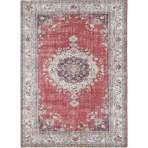 Tapis en laine noué à la main de grande taille, motif médaillon rouge et orange, pour salon, couloir rectangulaire - Pae-2330 - Product Image 1