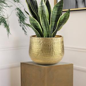 Florero de hierro redondo moderno hecho a mano con textura dorada y plateada para sala de estar costera decoración de dormitorio arreglos florales - Product Image 1