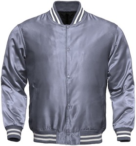 Chaqueta bomber de satén personalizada con mangas de cuero para hombre, chaqueta bomber de satén de alta calidad al por mayor, chaqueta bomber personalizada - Product Image 4