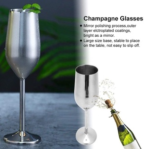 Divris – Flûte à pied long en acier inoxydable, élégante, 220 ml, design minimaliste, idéale pour les mariages et les réceptions - Product Image 6