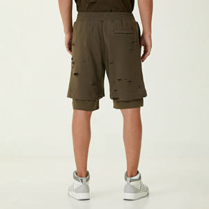 กางเกงขาสั้นซับเหงื่อผ้าฟลีซสำหรับผู้ชายกางเกงขาสั้นผ้าคอตตอนแบบมีเอวยางยืดออกแบบได้ตามต้องการลาย100% - Product Image 3