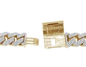 Cadena de eslabones cubanos de plata S925 chapada en oro de Hip Hop de moda con diamantes de moissanita completamente redondos Regalo de boda para hombres - Product Image 5