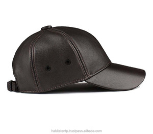 6 Panel Genuine Leather Baseball Hat Caps Manufactures Full <b>Grain</b> Peaked Hat Fashion USA - Product Image 4