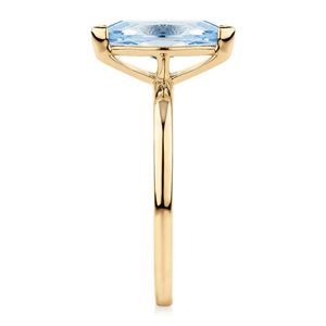 Anillo de Compromiso con Diamante Azul Solitario Corte Marquesa para Mujer - Product Image 4