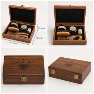 Novedad: Caja de Almacenamiento de Madera para Artículos de Afeitado Masculino con Cepillo, Peine, Bálsamo y Aceite, Diseño Rústico - Product Image 5