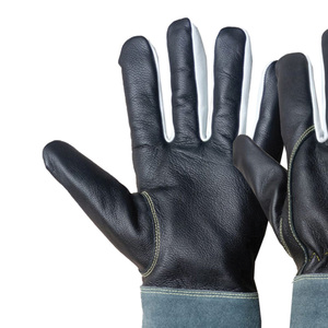 Fabrication de gants de soudage pour la construction de bâtiments, gants de soudage en cuir, résistance à la chaleur, gants de sécurité personnalisés non rigides - Product Image 3