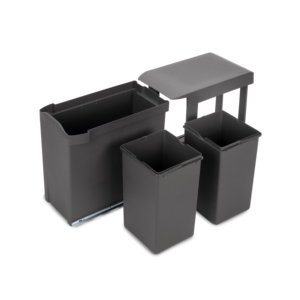 Emuca 14L intelligente pattumiere 2 confezioni per il riciclaggio del fondo di montaggio e estrazione automatica in acciaio e plastica Grey - Product Image 2
