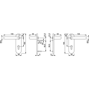 ชุดมือจับประตูกันไฟปารีส FS-K138F/353K พลาสติก F9005 ความหนาประตู 40-65 มม. PZ ทรงโค้ง DIN ซ้าย/ขวา HOPPE - Product Image 3