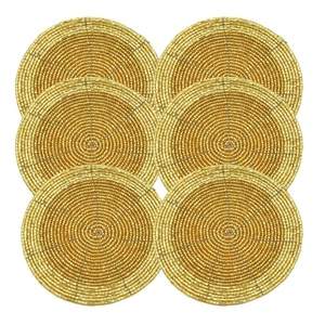 Modern Luxury <b>Round</b> Glass Beaded <b>Table</b> <b>Mats</b> Coasters Set Handmade Eco-Friendly Decorative Placemats for Dining <b>Table</b> Home Use - Product Image 3
