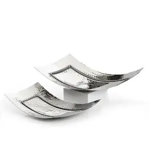 Ensemble Moderne de 3 Plateaux de Service en Aluminium Argenté de Différentes Tailles, Plateaux Décoratifs pour les Mariages à Dessert-Dernière Arrivée - Product Image 5