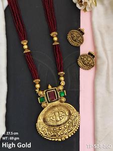 Temple Jewelry High Gold Polish South Style Designer Party Wear Design Accesorios de joyería Temple Pendant Set Conjuntos de joyas - Product Image 3