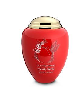 Urna de latón rojo y brillante hecha a mano para cenizas humanas Urna funeraria de metal de aluminio de tamaño personalizado para entierro de cementerio o nicho - Product Image 5