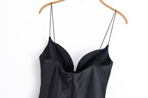 Nouvelle robe en satin vintage pour femmes, coupe trapèze, longueur au sol, sans manches, tissu respirant et écologique, coupe régulière - Product Image 6