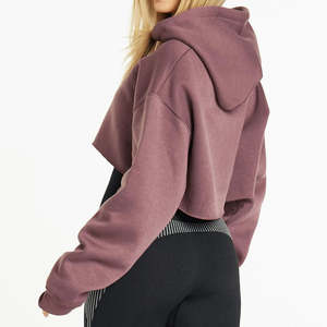 Sudadera Corta Estampada de Invierno para Mujer, Venta al por Mayor OEM, Color y Logotipo Personalizados, 100% Algodón, Antiarrugas, Secado Rápido - Product Image 3