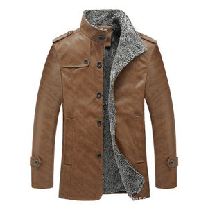 Chaqueta Casual de Cuero PU para Hombre de Sehe Fashion con Cuello Alto Acolchado y Engrosado con Peluche - Product Image 6