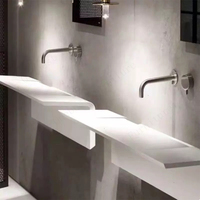 Lavabo mural carré sur mesure en surface solide 2026, lavabo intégré pour balcon extérieur