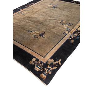 Pechino Grey & <b>Black</b> Hand Knotted Wool <b>Rug</b> Floral & Abstract Pattern for Home Hallway Rectangle Shape for Living Room-Paem-1505 - Product Image 2