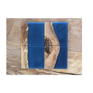 Dessous de verre en bois et résine antique dernière conception couleur blanche et résine avec dessous de verre à thé de forme naturelle polie et ronde - Product Image 3