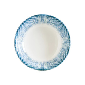 Assiette creuse en porcelaine de qualité supérieure Bonna Iris Gourmet, 15 cm, 330 cc, bleu rayé moderne, pour servir et préparer des amuse-gueules - Product Image 1