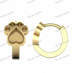Nueva llegada 925 plata esterlina 18K chapado en oro perro pata aro pendiente cenizas resina relleno leche materna DIY joyería genuina única - Product Image 5