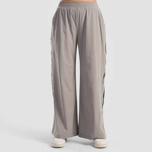 Aerostride <b>Light</b> Grey <b>Trousers</b> Breathable Mid Waist Wide Leg Pants with Side Stripe Decoration - Product Image 2