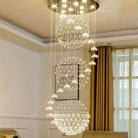 Lustre suspendu de plafond long en or pour grand hôtel, lustre d'intérieur, lumière d'escalier LED, lustre moderne en cristal