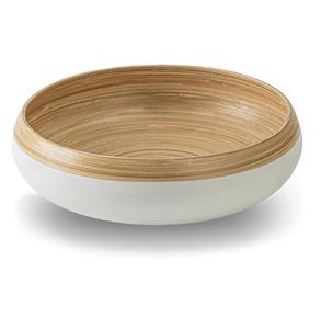 Bol de fruits en bambou filé de 11.81 pouces, salade, grand bol de service moderne, décoratif pour la cuisine, la fête, les barbecues, naturel - Product Image 1