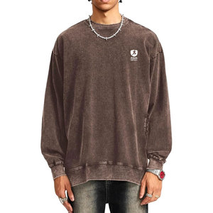 เสื้อสเวตเชิ้ตย้อมสีแบบแอซิดวอชสำหรับผู้ชาย ดีไซน์วินเทจ สัมผัสนุ่มสบาย เหมาะสำหรับใส่ลำลอง สไตล์สตรีท แขนยาว คอกลม - Product Image 1