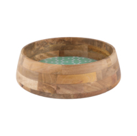 Ensemble de bols de service en bois de mangue naturelle fabriqués à la main et écologiques pour mélanger la salade bol à fruits bol à soupe émaillé avec cuillère