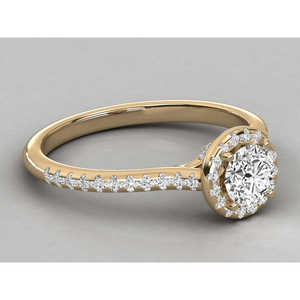 Bague solitaire en or 14 carats avec diamant rond brillant pour femme - Product Image 4