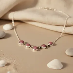 สร้อยคอเงินแท้ 925 ประดับโรโดไนต์ จี้แฟชั่นสำหรับผู้หญิง พร้อมอัญมณี - Product Image 2