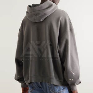 Sudaderas con Capucha de Invierno, Estilo Desgastado, con Logotipo Personalizado, Ropa Casual, Dobladillo sin Rematar, Felpa Ecológica para Hombre 2025 - Product Image 3