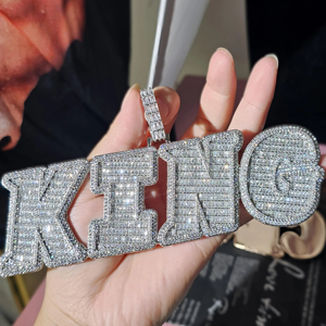 Luxury Customization Heavy Iced Out Pendant 925 Sliver Plated Gold Moissanite Pendant Hip Hop Styles for Iced Out Letter Pendant - Product Image 2