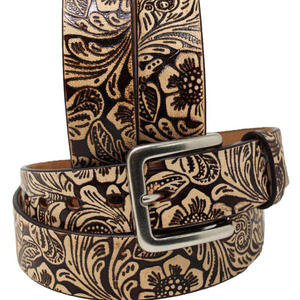 Ceinture en cuir robuste pleine fleur pour enfants Ceintures de luxe en peau de vache de qualité supérieure avec motifs perlés personnalisés prêtes à être expédiées unisexes - Product Image 1