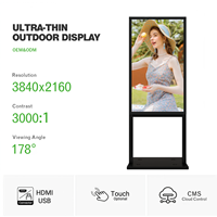 Kiosque numérique extérieur ultra-fin personnalisé, système Android, écran tactile haute luminosité, étanche IP65