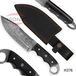 Acero de Damasco hecho a mano, cuchillo de caza D2 Damasco Micarta, cornamenta de hueso de madera OEM - Product Image 2