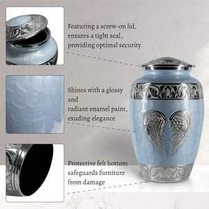 Grande urne funéraire bleu ciel avec souvenir unique pour cendres humaines Urnes décoratives sculptées à la main pour cendres adultes Femmes et hommes - Product Image 3