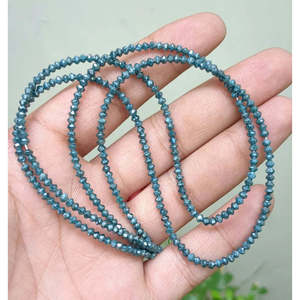 Perles de diamant bleu facettées en forme de rondelle 3,1-3,3 mm Diamant bleu naturel Perles de diamant bleu facettées - Product Image 4
