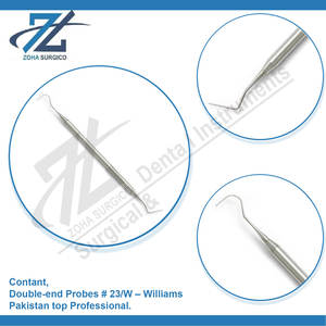 Sondas de doble extremo #23/W Williams Instrumentos quirúrgicos dentales manuales-Agarre ergonómico certificado CE de alta calidad Pakistán - Product Image 4