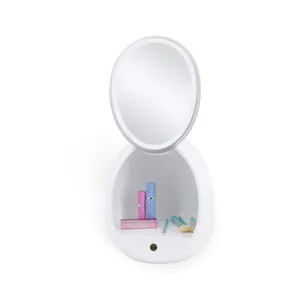 Miroir de courtoisie éclairé par LED rechargeable avec rangement-Miroir de maquillage intégré <span class=keywords><strong>pour</strong></span> <span class=keywords><strong>coiffeuse</strong></span>, miroir cosmétique éclairé - Product Image 3
